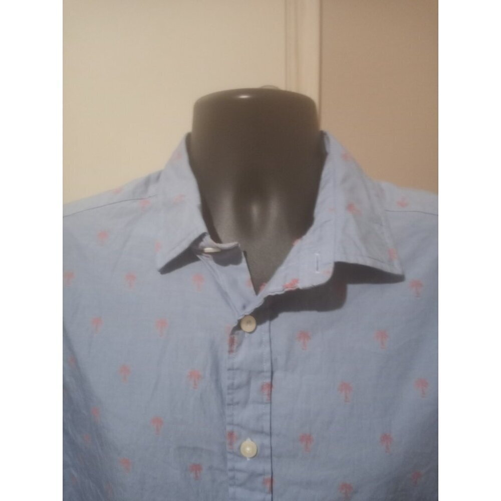 UNTUCKit Men's Light Blue Short Sleeve Hamilton Button Down Shirt Palm Tree Sz L - Picture 4 of 12